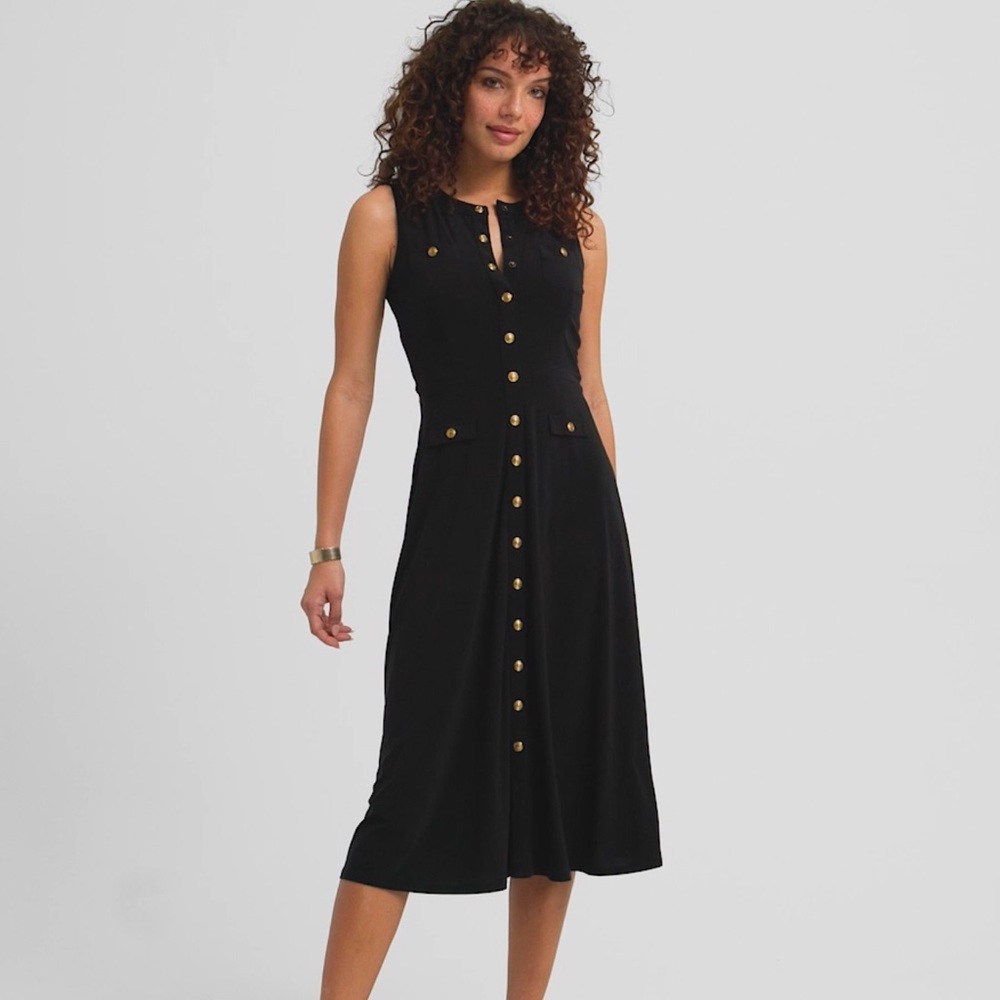 Pretty Sleeveless Matte Jersey button Dress.